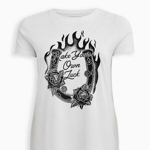 Torrid Make Your Own Luck White Retro Chic Graphic Tee Shirt Women's Plus Size